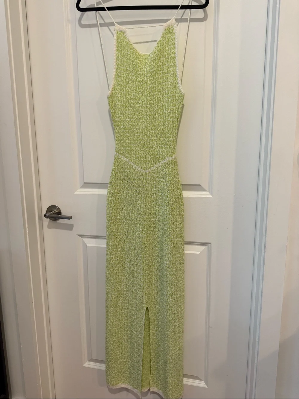 Free People Beach Lime Green Knit Low Tie Back Dress With Front Slit Size Small - Picture 1 of 12